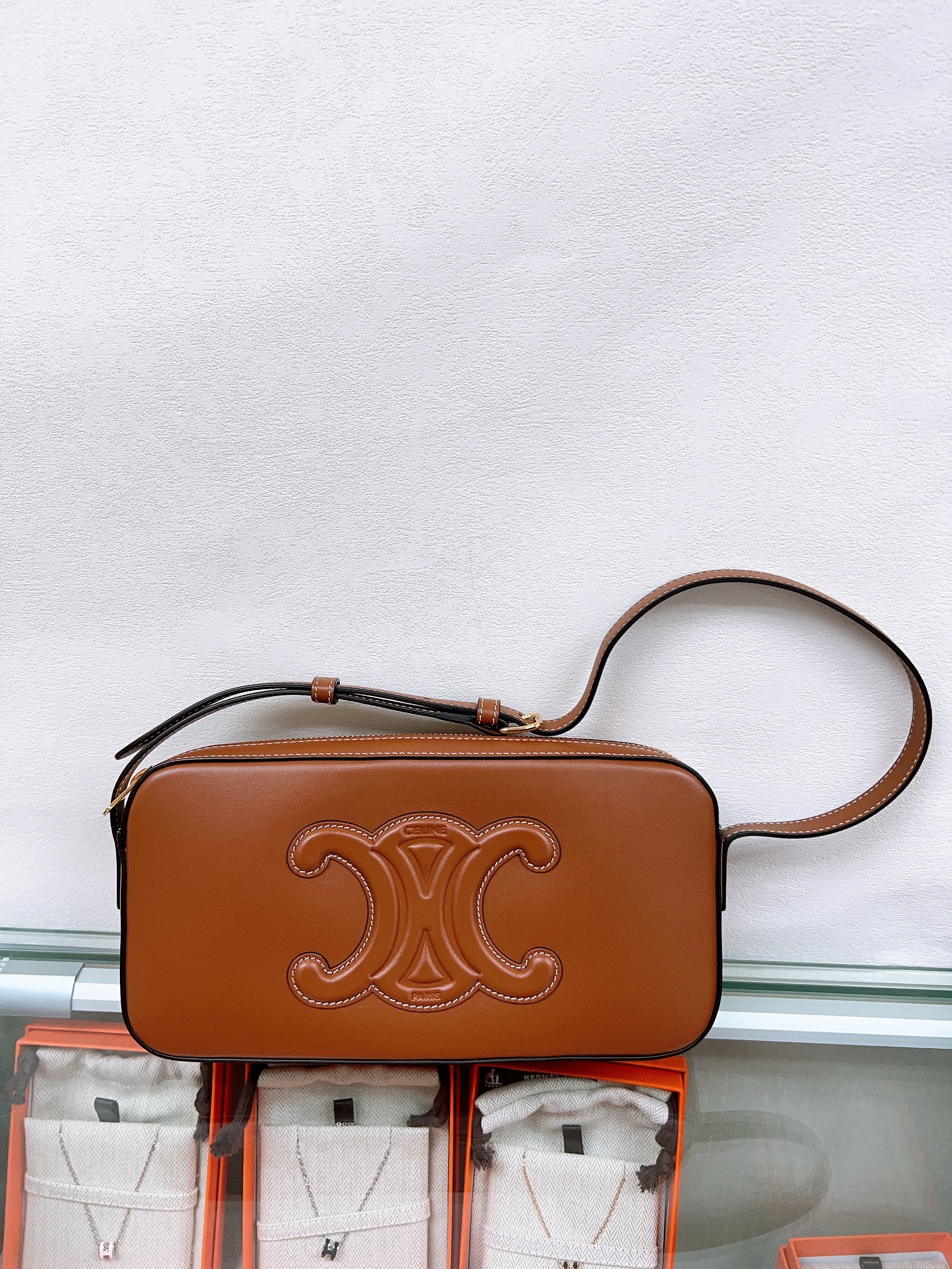 Celine triomphe hobo/ camera bag tan