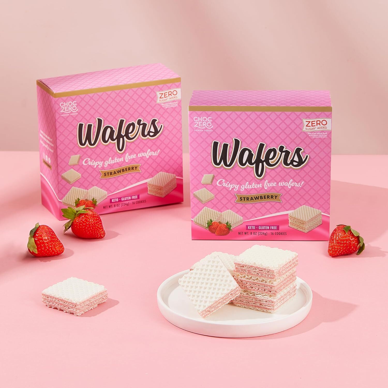 Choczero 無麩質低碳士多啤梨威化餅 #無添加糖 224g -16塊威化餅