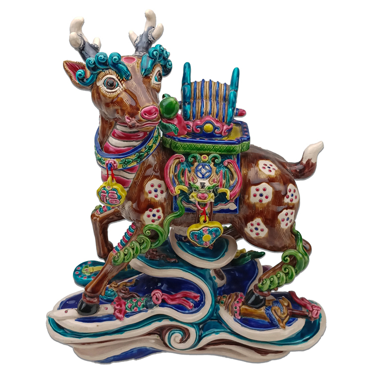 鹿港窯禮品館|交趾陶官戴福祿|升官進祿福壽吉祥藝術珍品