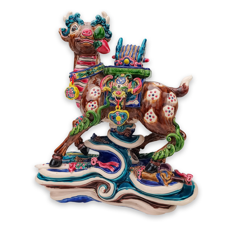 鹿港窯禮品館|交趾陶官戴福祿|升官進祿福壽吉祥藝術珍品