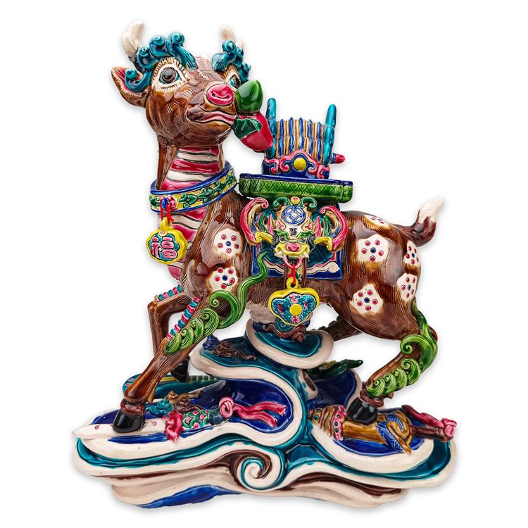 鹿港窯禮品館|交趾陶官戴福祿|升官進祿福壽吉祥藝術珍品