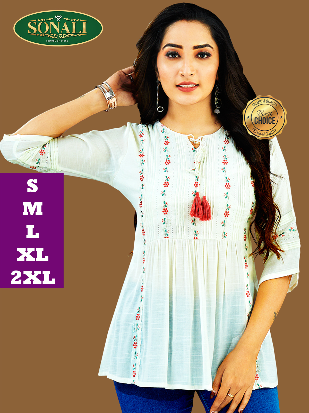 Sonali Premier Quality Women's Short Kurti / baju bollywood Raya / Indian Tradition Women's Top - Q1969/Q1970/Q1971