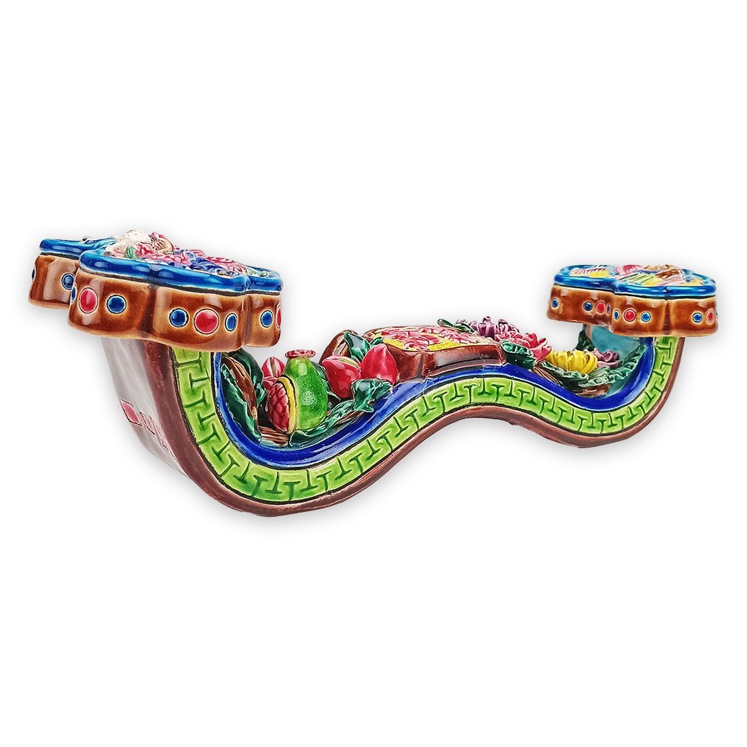 鹿港窯禮品館｜交趾陶龍鳳如意｜祝壽結婚吉祥首選藝術