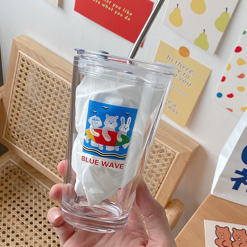 簡約可愛玻璃吸管杯(附贈玻璃吸管)