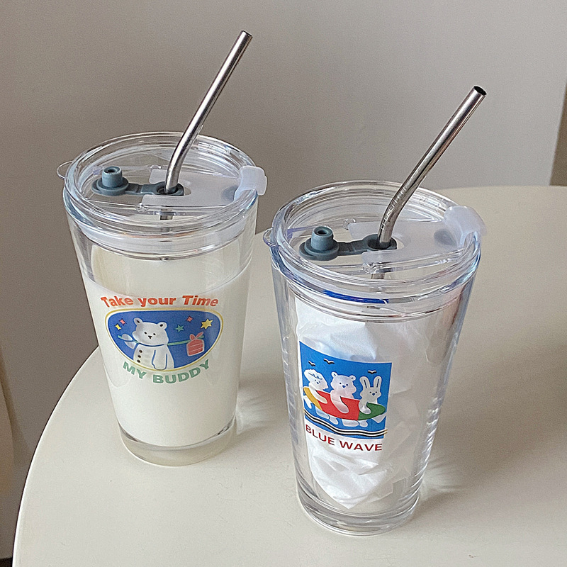 簡約可愛玻璃吸管杯(附贈玻璃吸管)