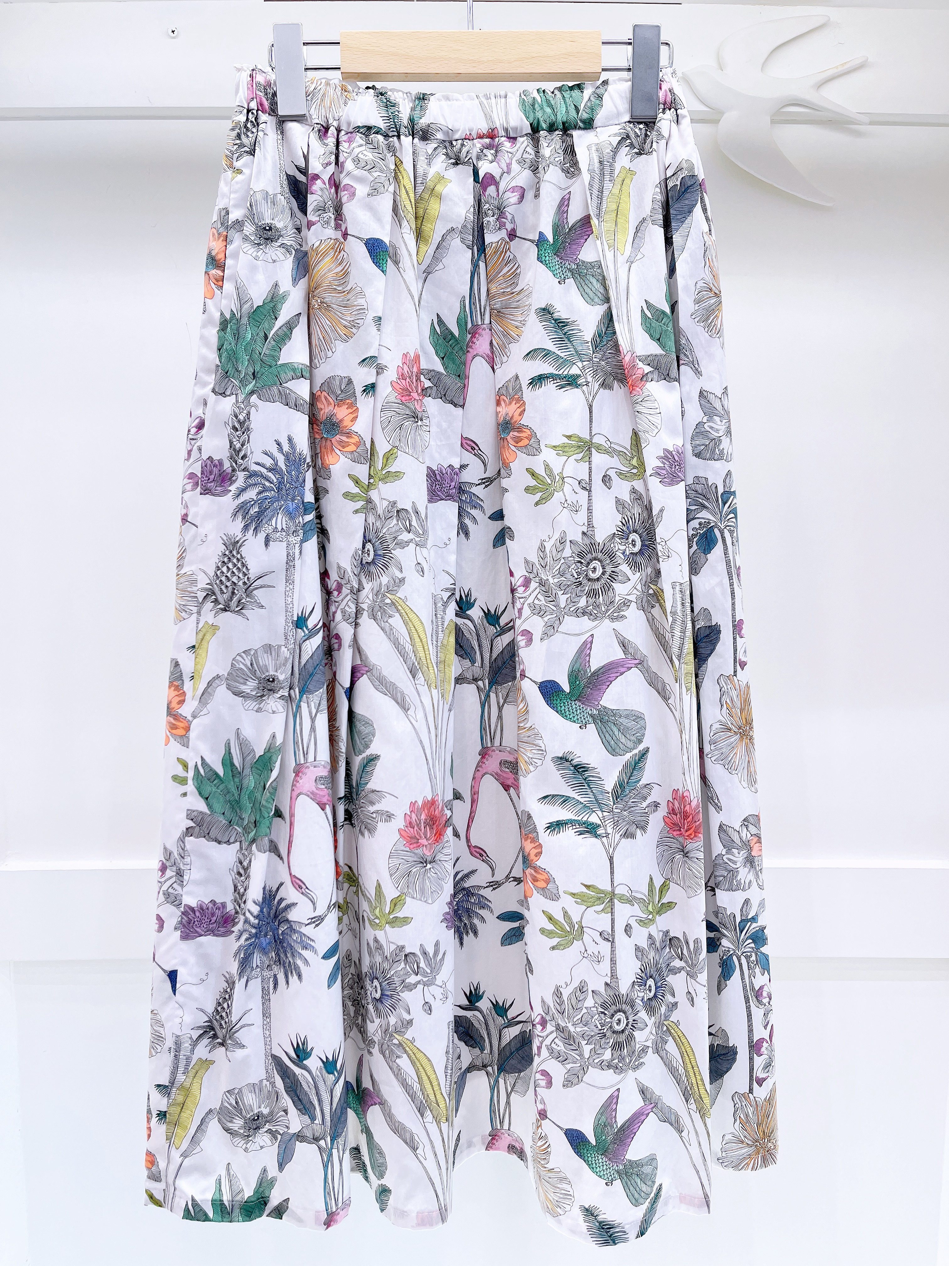 MB火烈鳥印花褶皺裙