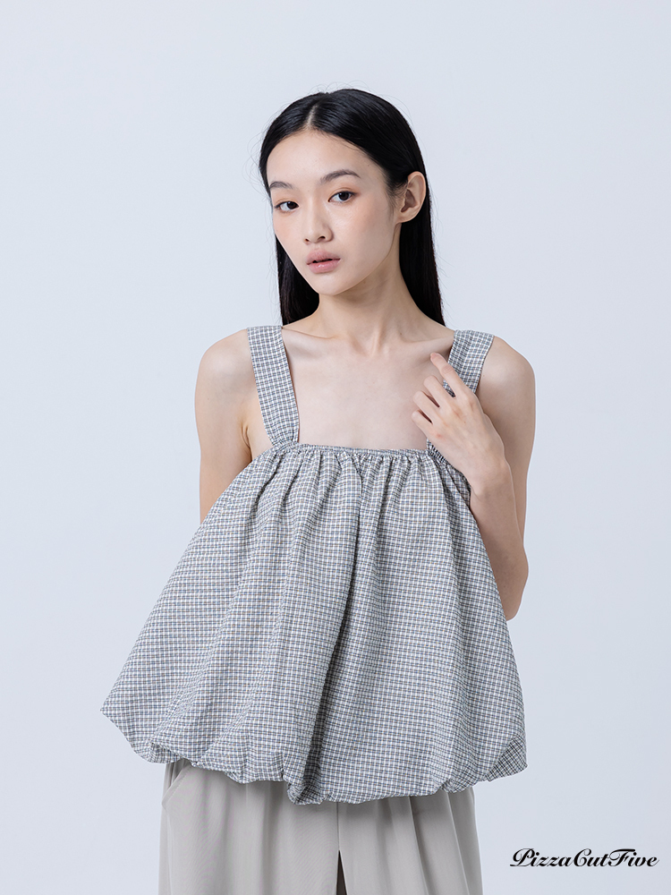 [SALE]格紋泡泡肩帶上衣 PizzaCutFive PCF252411039