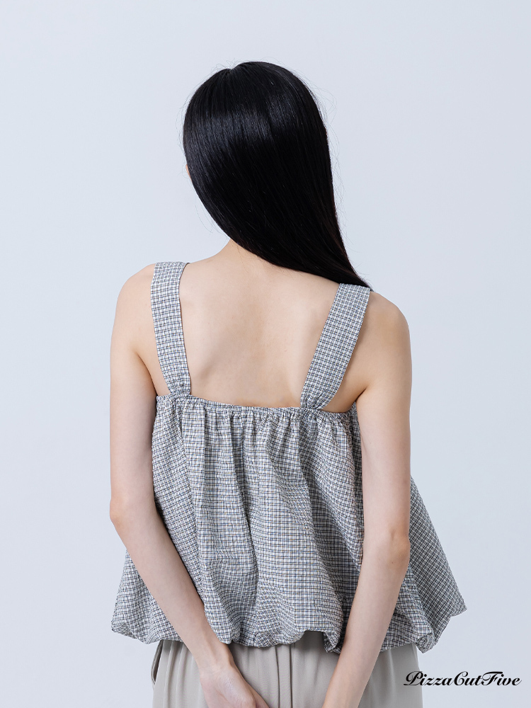[SALE]格紋泡泡肩帶上衣 PizzaCutFive PCF252411039