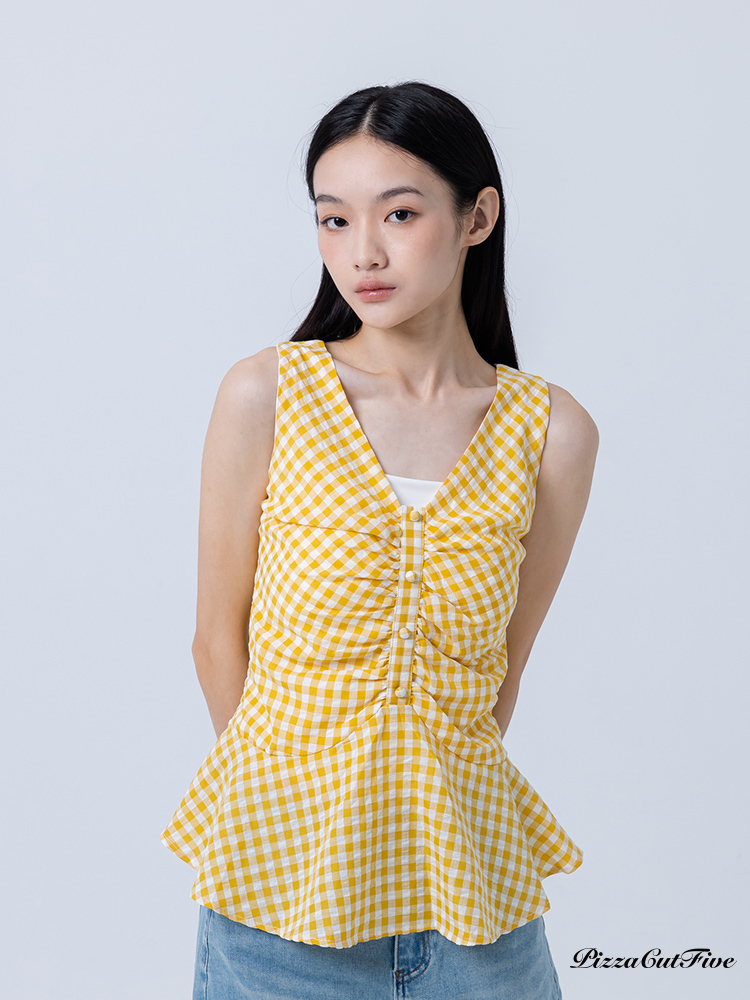 [SALE]格紋腰身傘擺上衣 PizzaCutFive PCF252411040