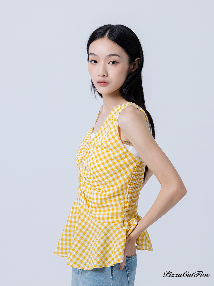 [SALE]格紋腰身傘擺上衣 PizzaCutFive PCF252411040