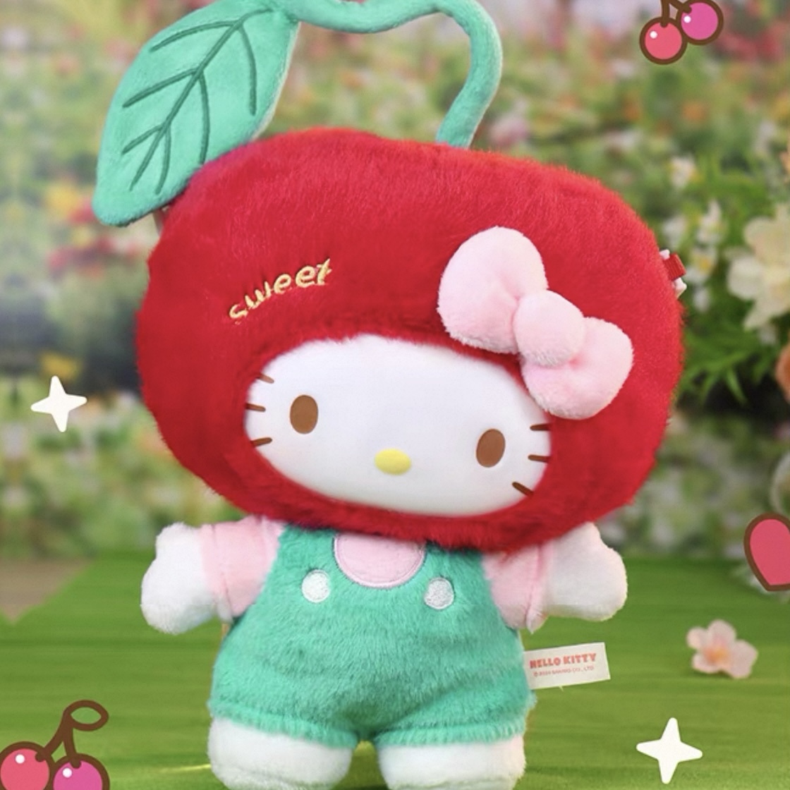 SANRIO HELLO KITTY 櫻桃 毛絨公仔 搪膠臉 三麗鷗 凱蒂貓 送禮