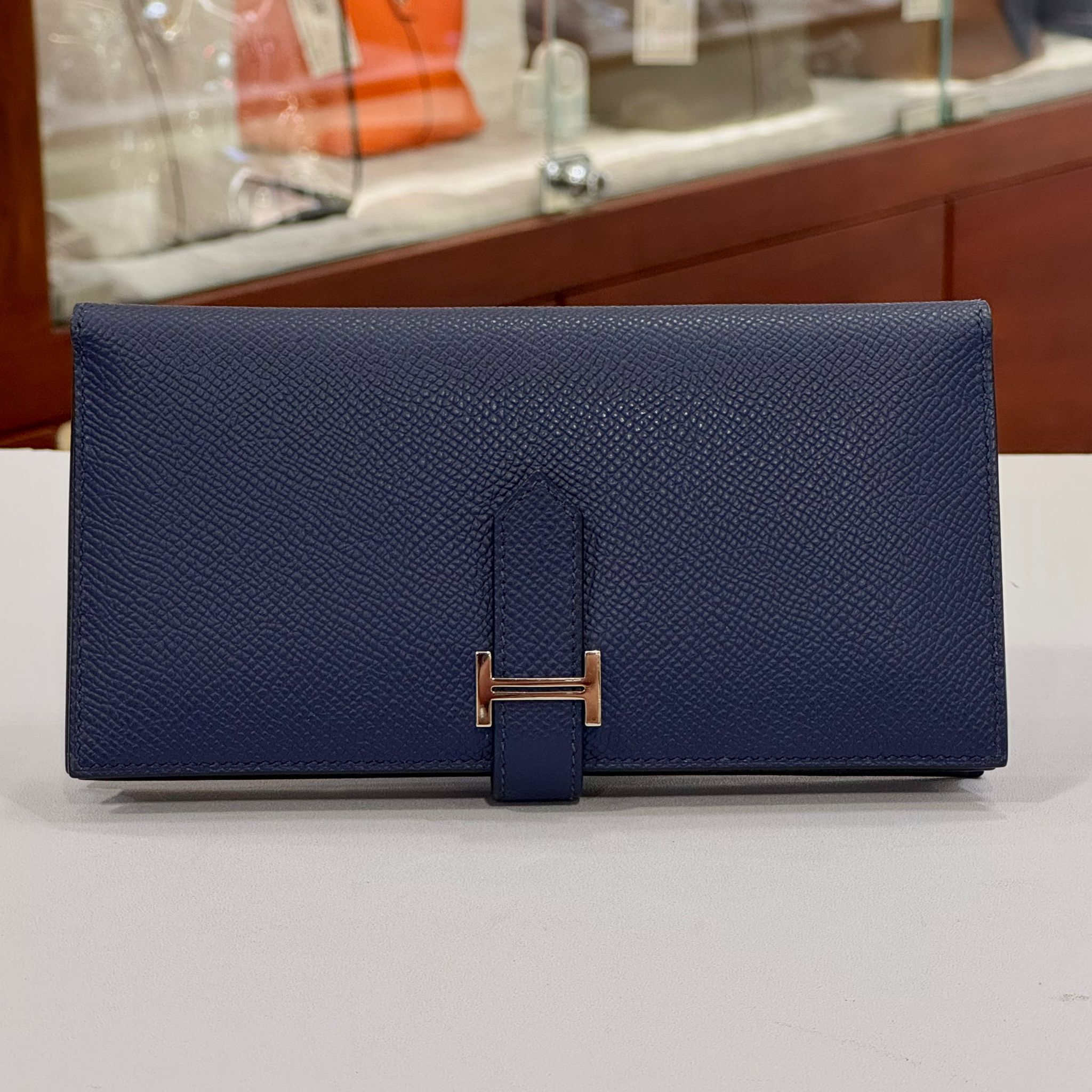 全新HERMES長銀包 W刻 寶石藍EPSOM皮銀扣 BEARN LONG WALLET BLUE SAPHIR PHW H039785CK72 #BRAND NEW #香榭站正品