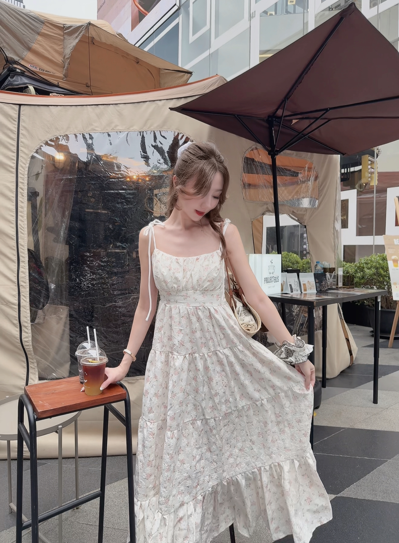 MADE IN THAILAND🇹🇭PINK FLORAL RIBBON CUP CAKE DRESS 0810