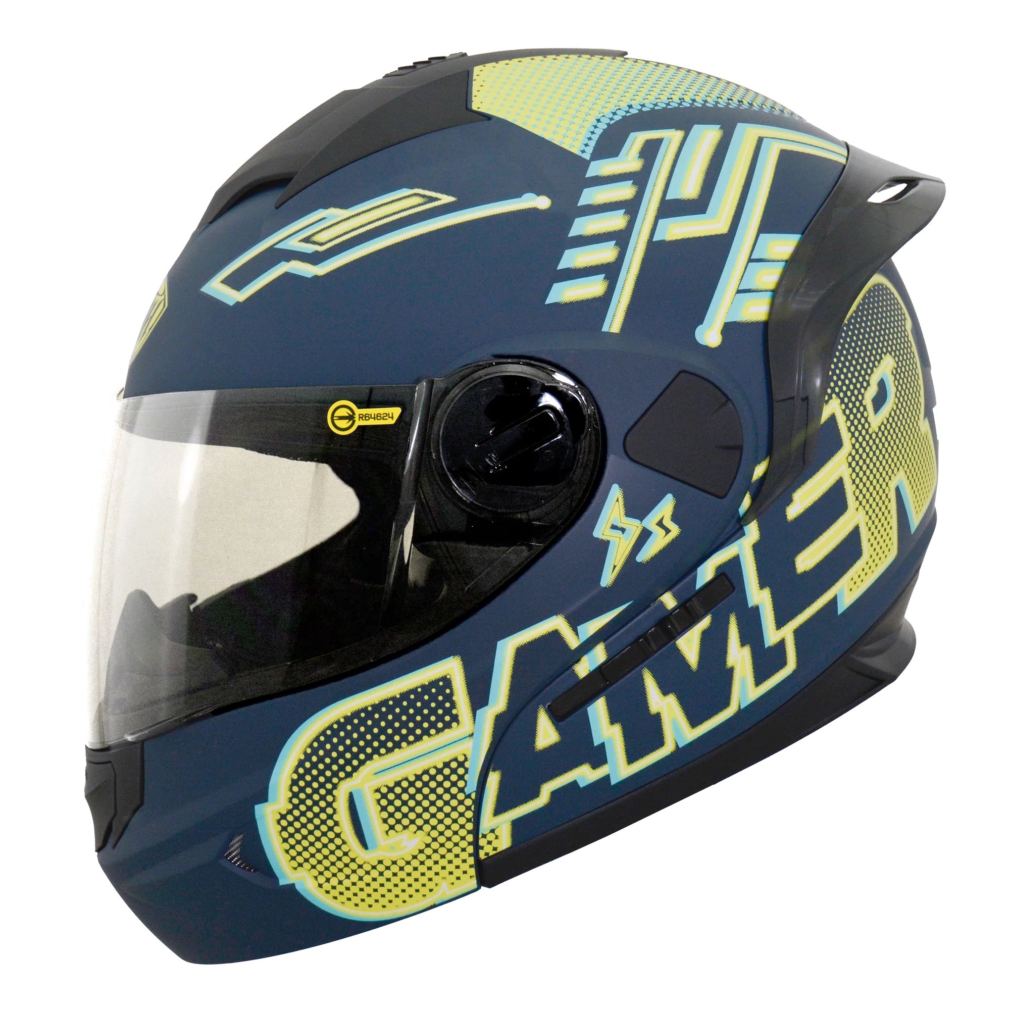 THH T-797N SPORTS 電競 平光深藍/黃綠 彩繪 可掀式安全帽