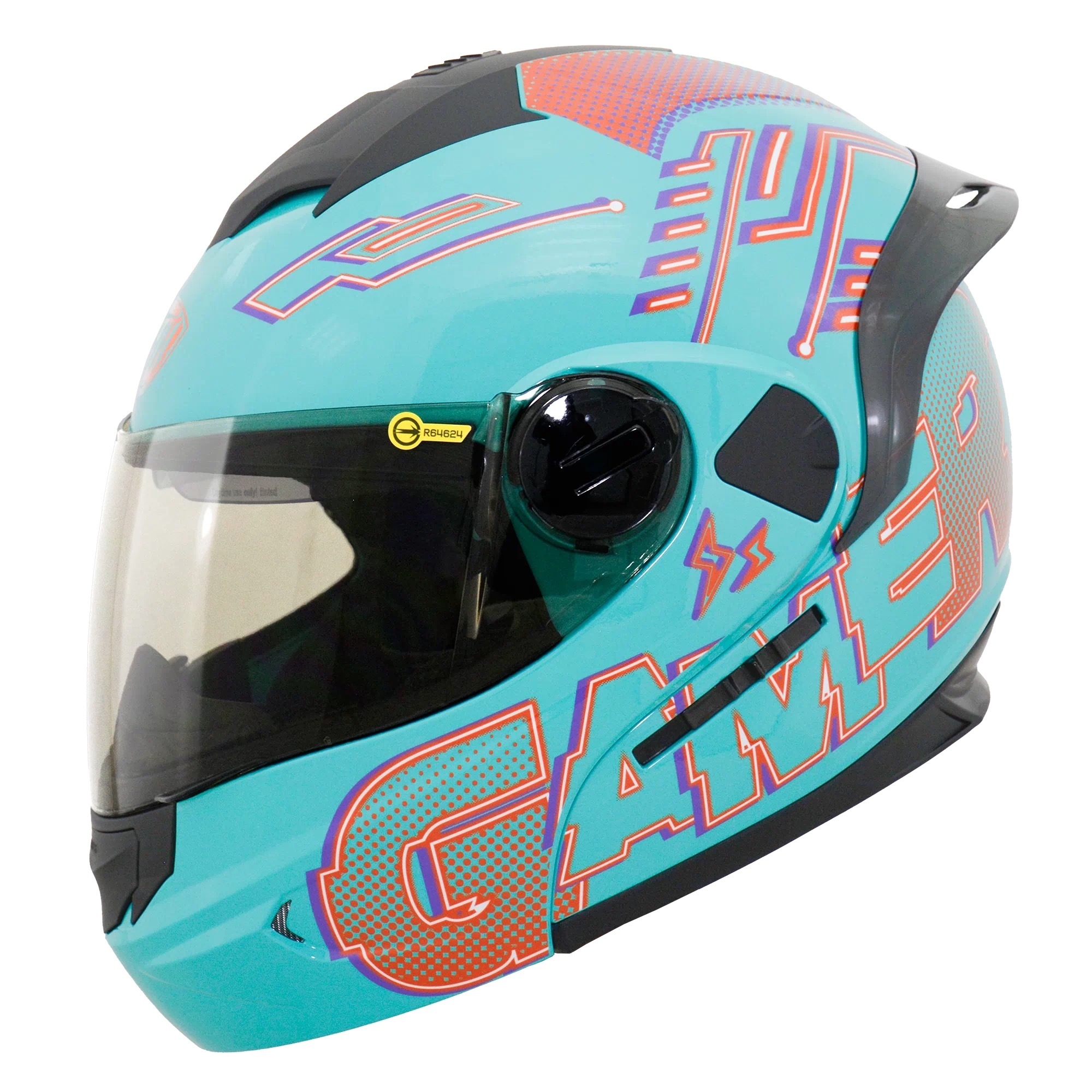 THH T-797N SPORTS 電競 藍綠/橘紫 彩繪 可掀式安全帽