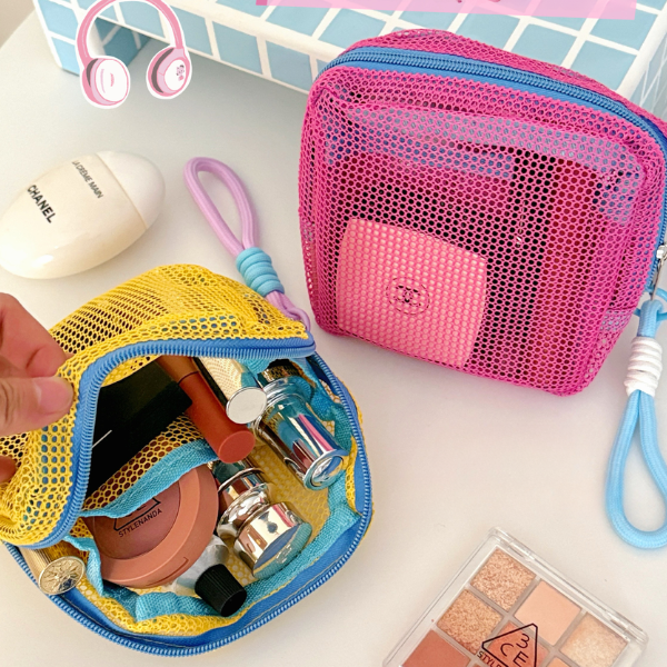 撞色網格豆腐收納包