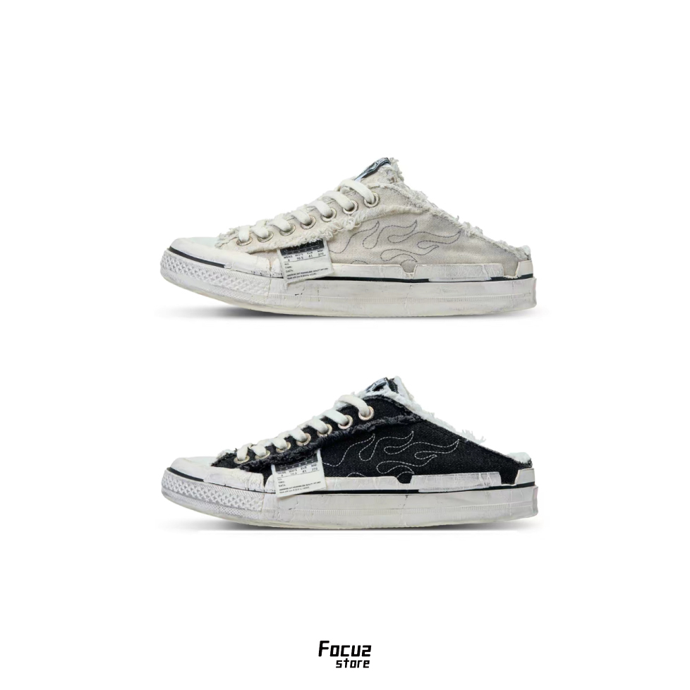 【Focus Store】預購 NDPD x Xvessel G.O.P Slip On "Black & White" 黑 / 白灰 聯名款 火焰半拖 S25X87B/S25X87W