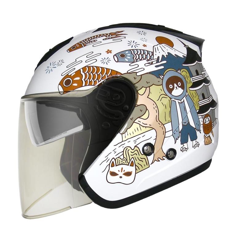 THH T386N 酒PAN  白色 彩繪 四分之三 半罩式