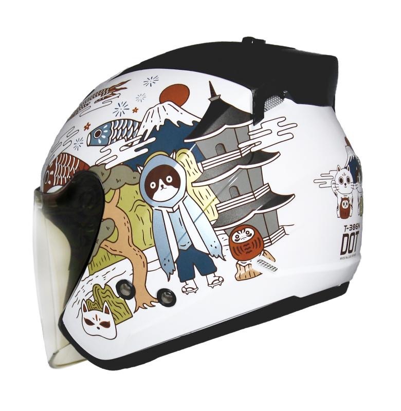 THH T386N 酒PAN  白色 彩繪 四分之三 半罩式