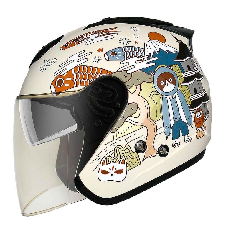 THH T386N 酒PAN  象牙白 彩繪 四分之三 半罩式