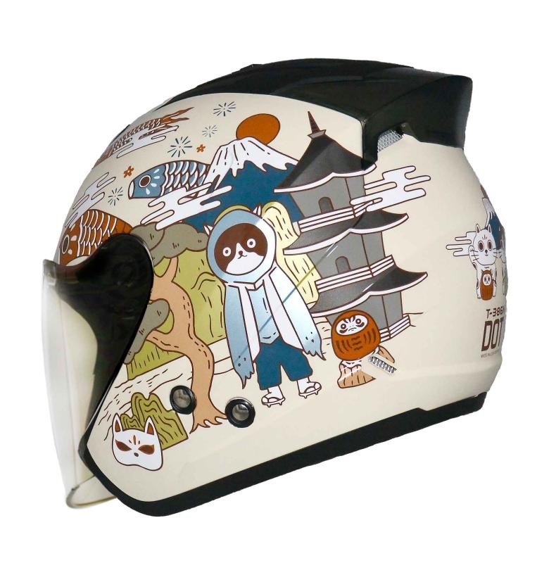 THH T386N 酒PAN  象牙白 彩繪 四分之三 半罩式