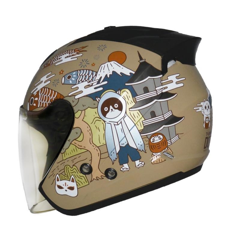 THH T386N 酒PAN  卡其 彩繪 四分之三 半罩式