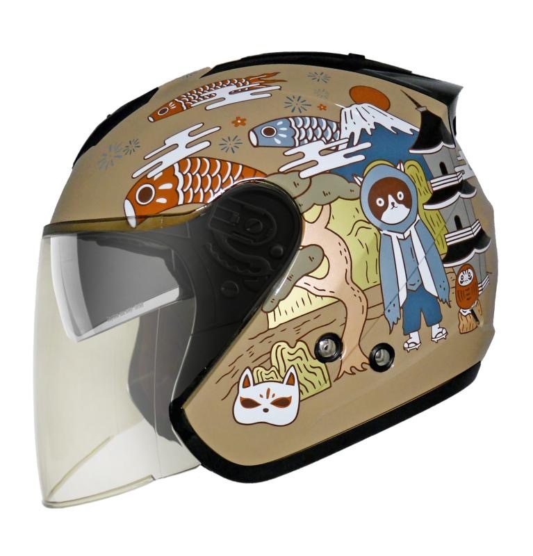 THH T386N 酒PAN  卡其 彩繪 四分之三 半罩式