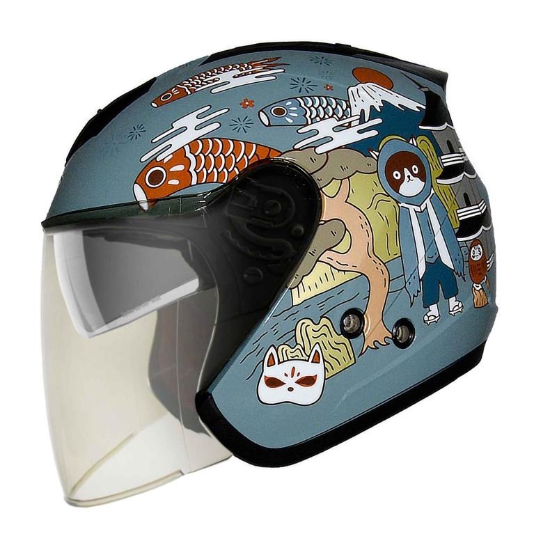 THH T386N 酒PAN  靜謐藍 彩繪 四分之三 半罩式