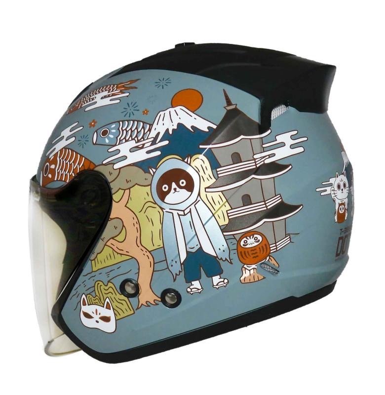 THH T386N 酒PAN  靜謐藍 彩繪 四分之三 半罩式