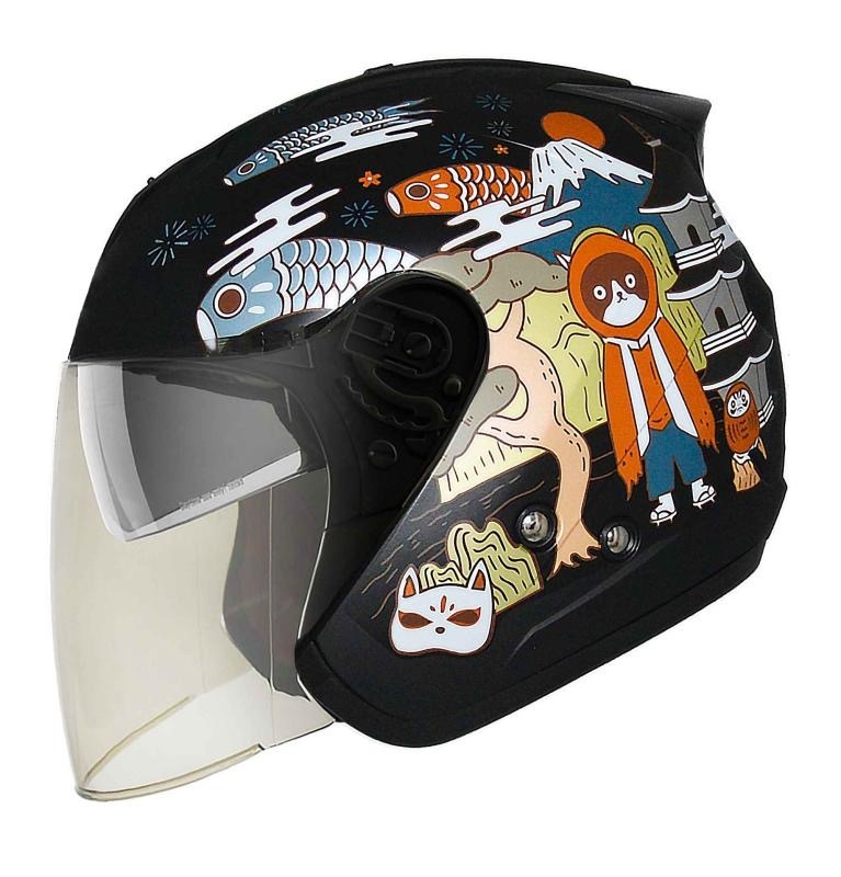 THH T386N 酒PAN  平光黑 彩繪 四分之三 半罩式