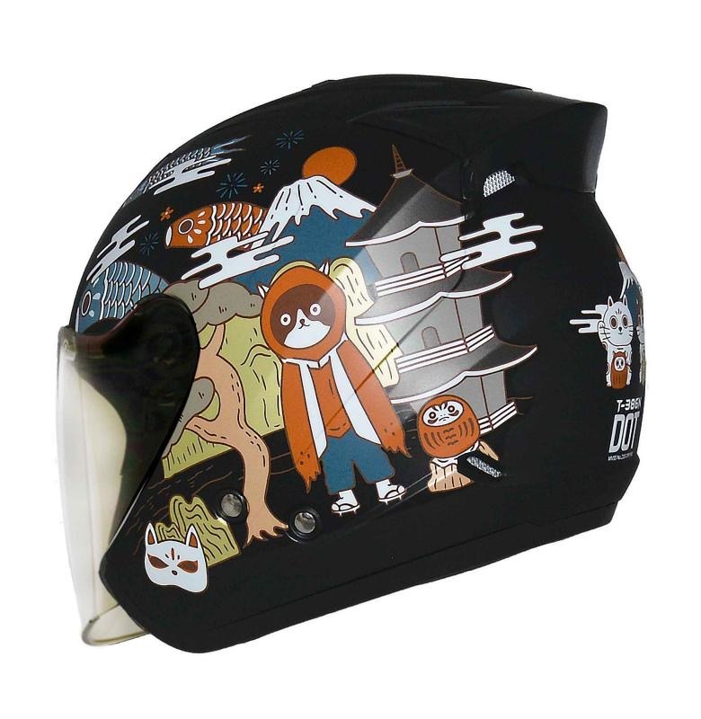 THH T386N 酒PAN  平光黑 彩繪 四分之三 半罩式