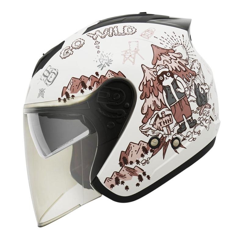 THH T386N 野FUN 白色 彩繪 四分之三 半罩式