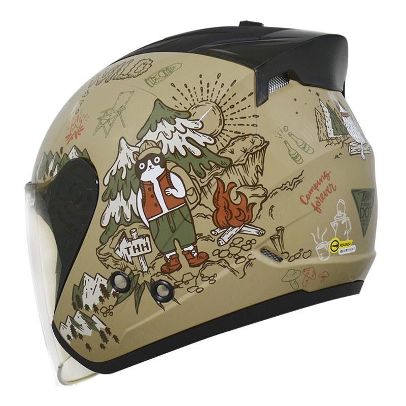 THH T386N 野FUN 卡其 彩繪 四分之三 半罩式