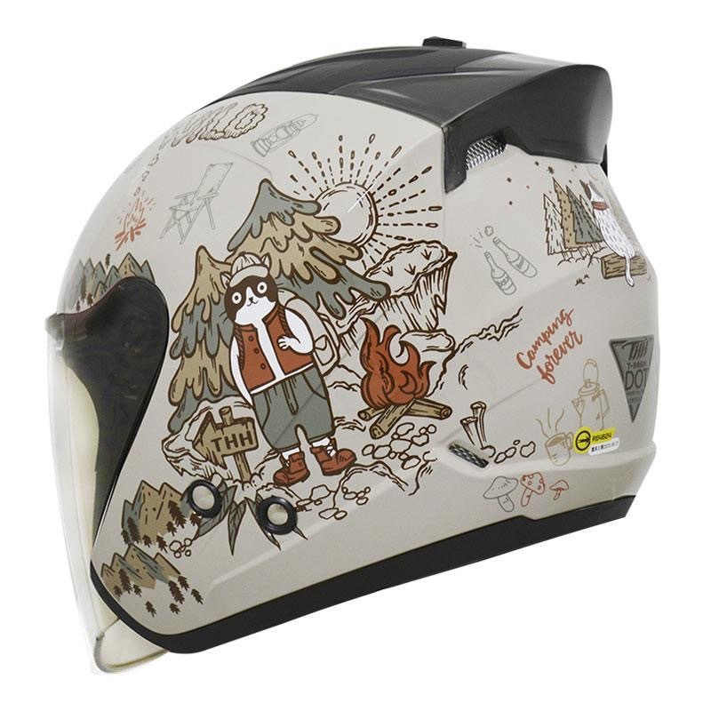 THH T386N 野FUN 沙色 彩繪 四分之三 半罩式