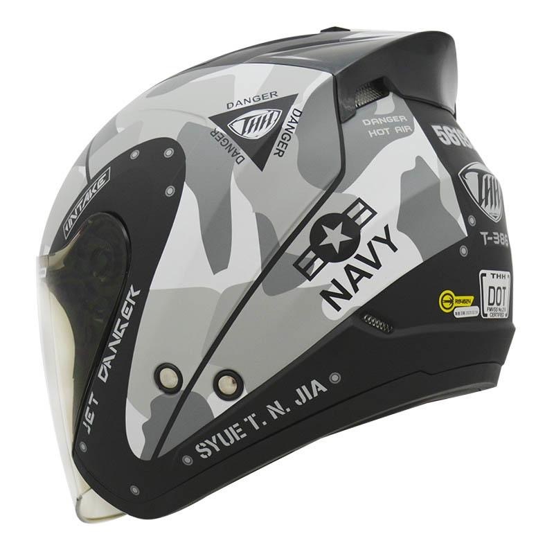 THH T386N 海軍 平光黑/灰 四分之三 半罩式