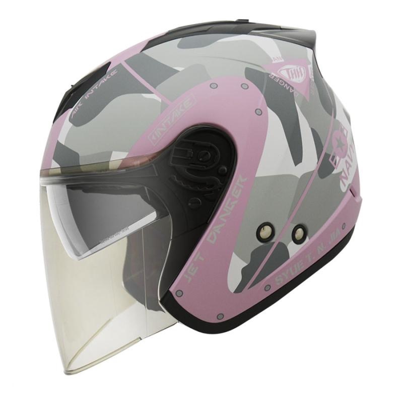 THH T386N 海軍 平光粉紫/灰 四分之三 半罩式