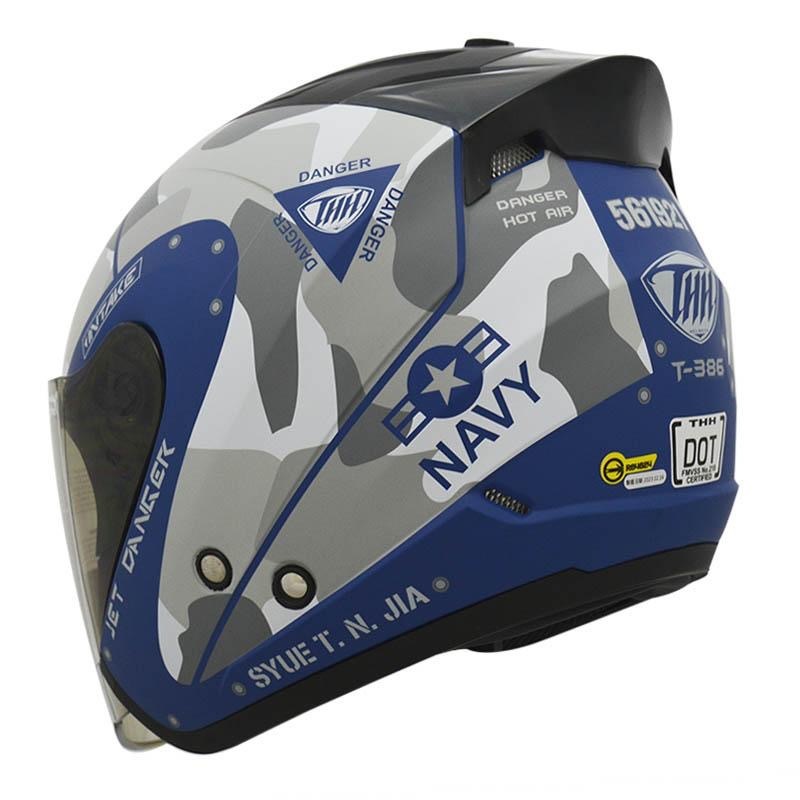 THH T386N 海軍 平光藍/灰 四分之三 半罩式