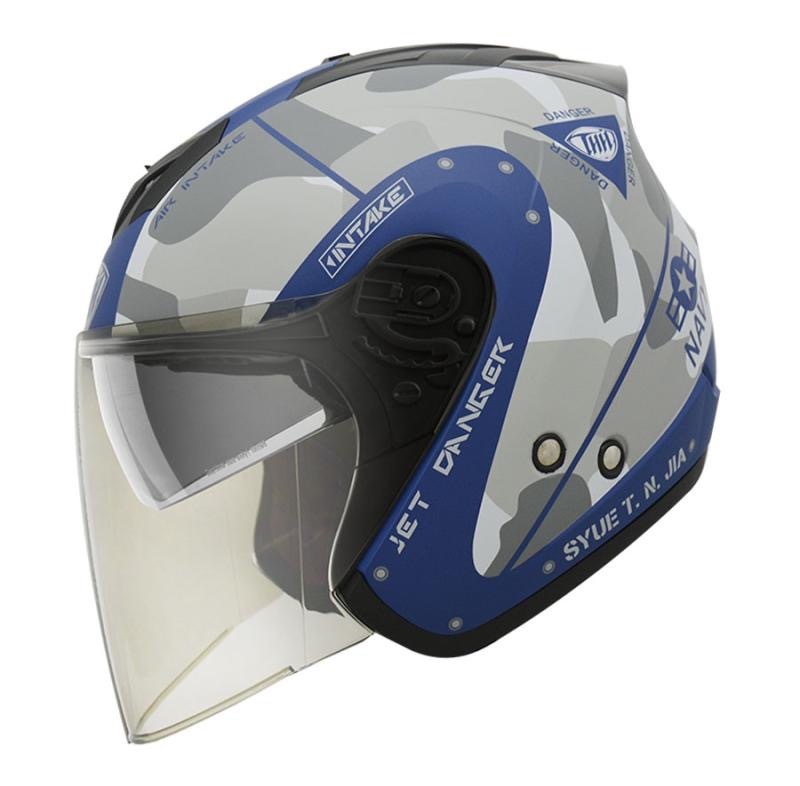 THH T386N 海軍 平光藍/灰 四分之三 半罩式