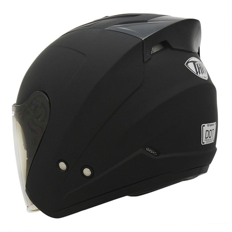 THH T386N 平光黑 素色 四分之三 半罩式