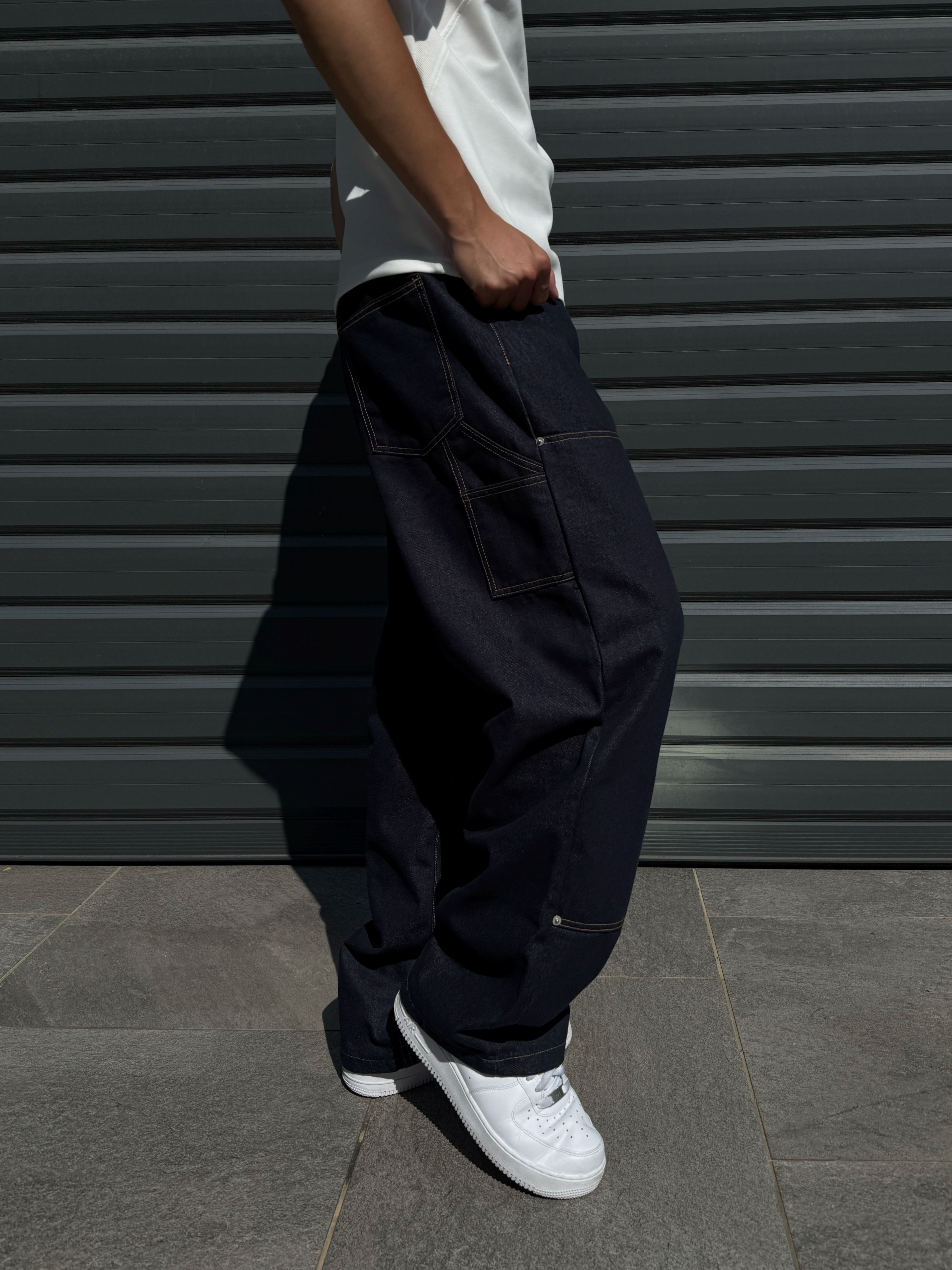 [1atm] 感應-明線直筒單寧褲