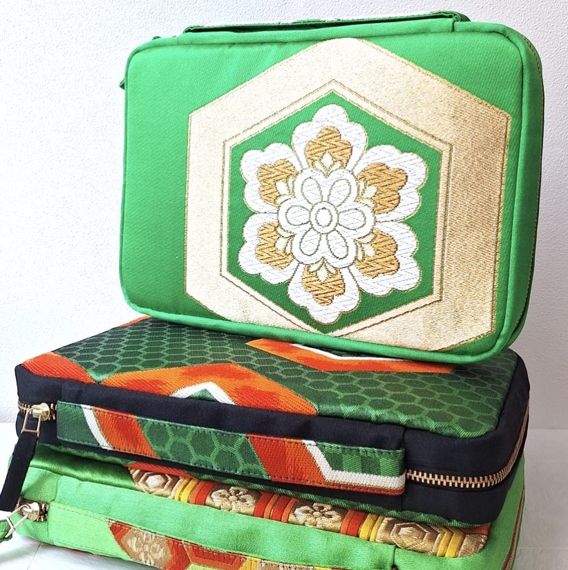 Kyokuhaku 20入日本腰帶布 手提筆袋 綠色