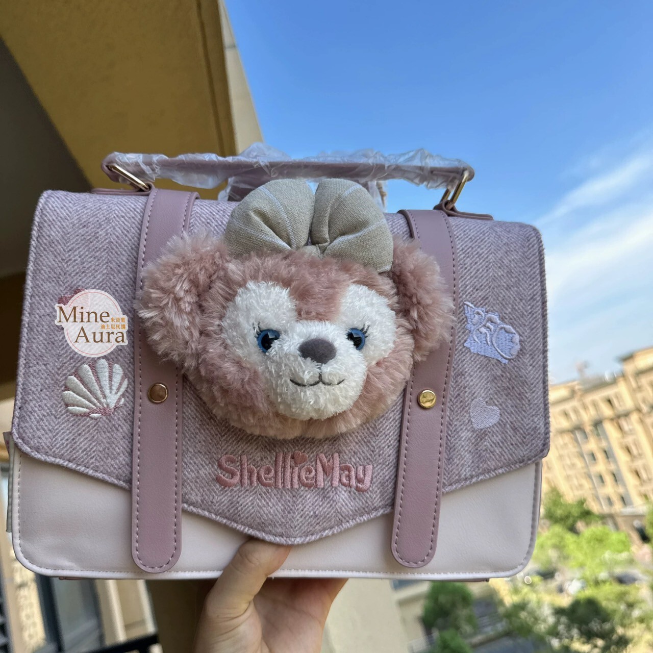 雪莉玫 ShellieMay 絨毛 大頭造型 掀蓋設計 後背包 -上海迪士尼樂園