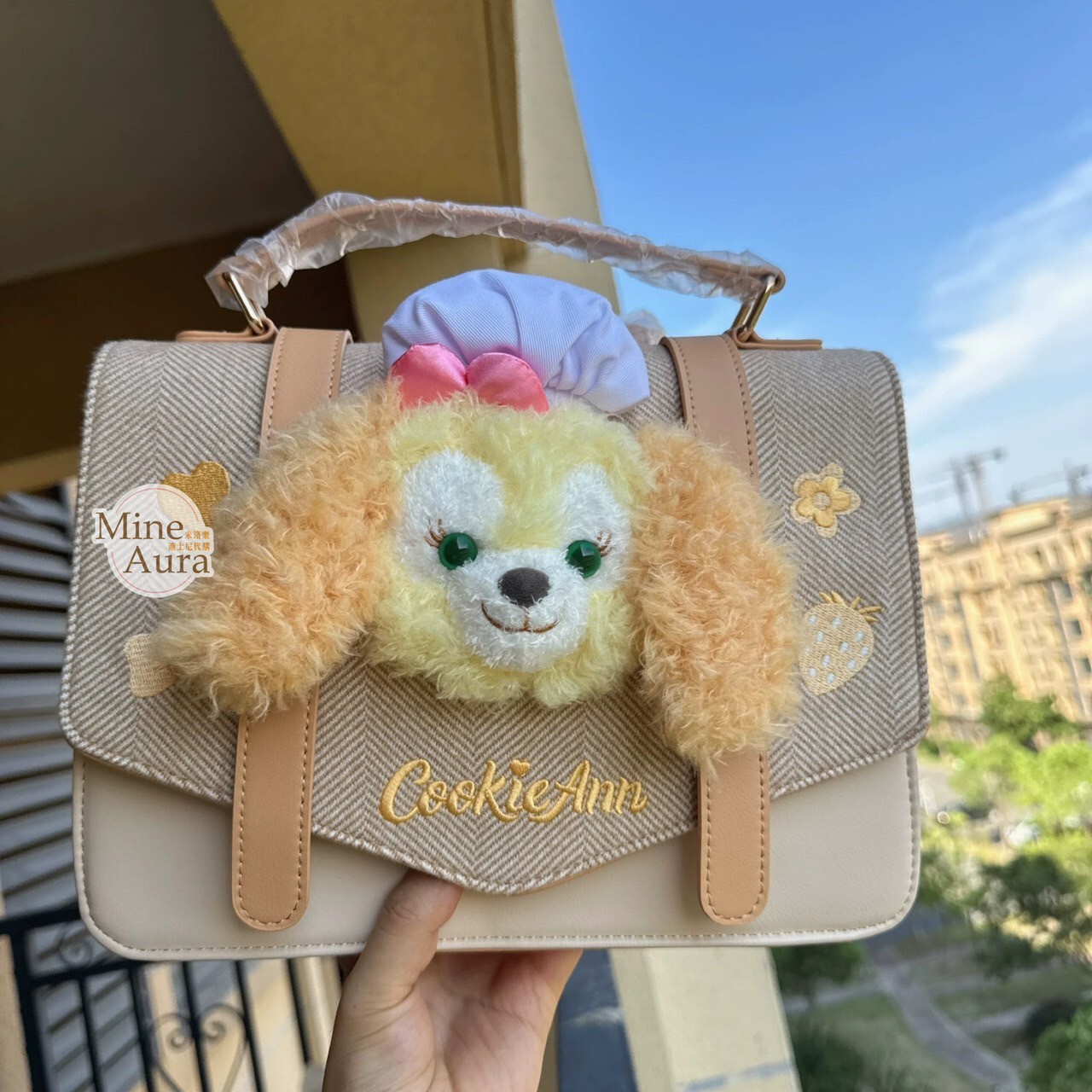 可琦安 餅乾 CookieAnn 絨毛 大頭造型 掀蓋設計 後背包 -上海迪士尼樂園