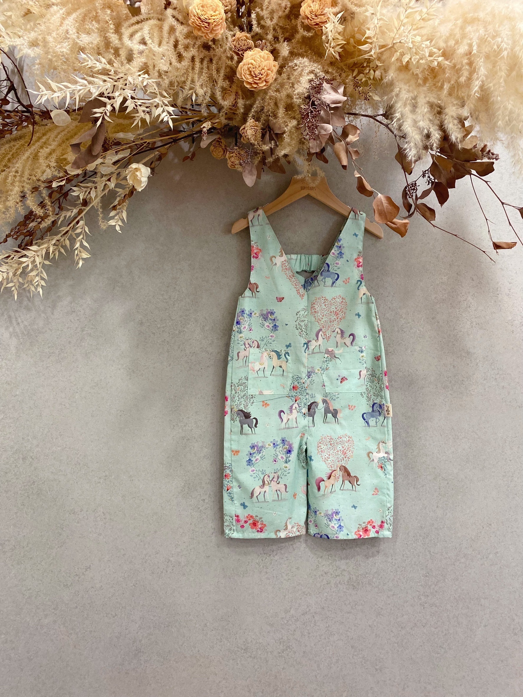 薄荷獨角獸 吊帶寬褲（90）