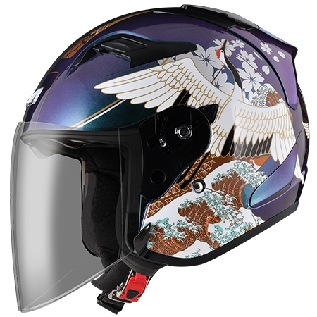 ASTONE DJS 彩繪 BM19 變色龍藍紫 3/4罩