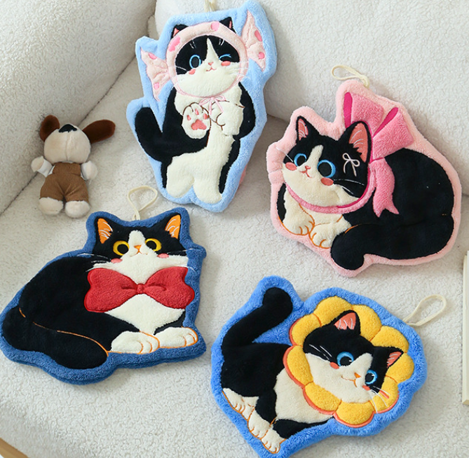 可愛賓士貓擦手巾