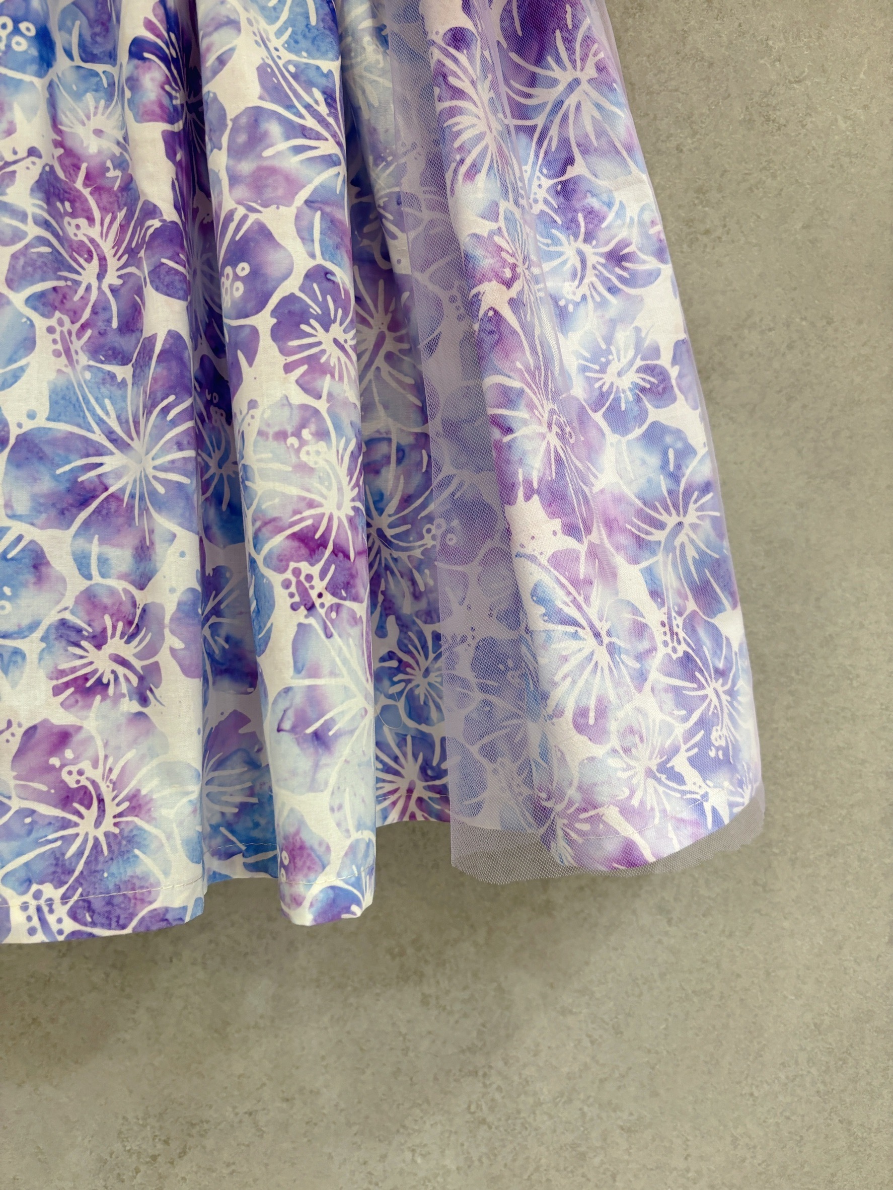 紫蠟染 方領小飛袖洋裝（90）