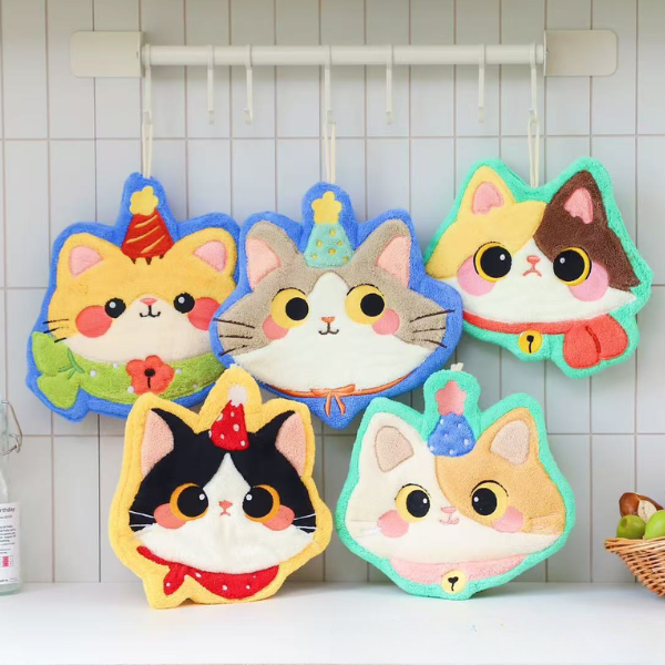 繽紛派對帽貓貓擦手巾