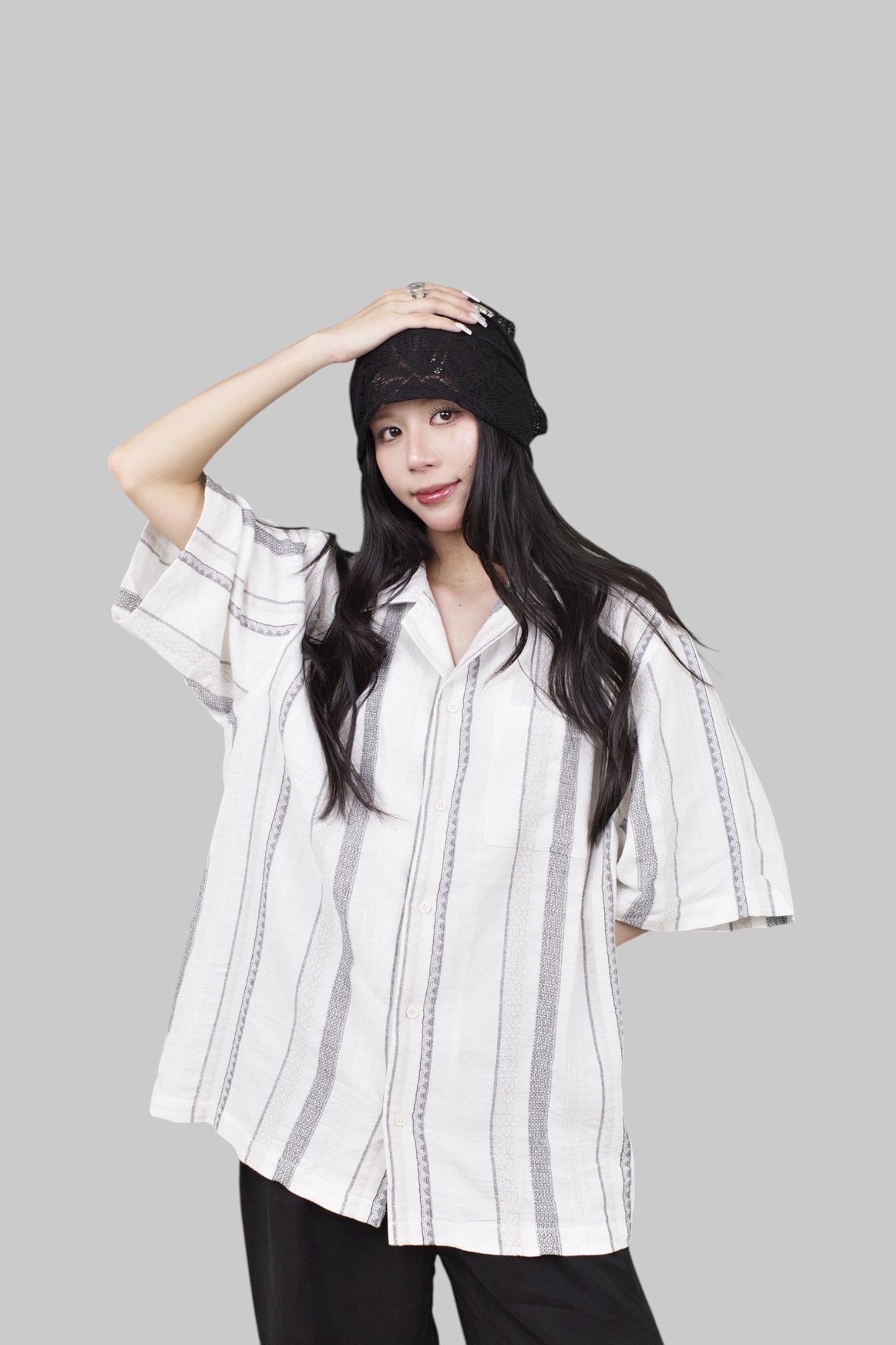 『Always_Good』圖騰 直條紋 短袖襯衫