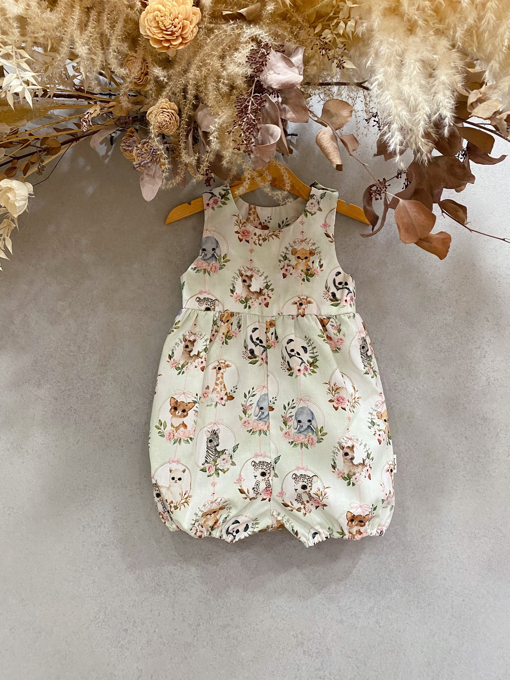 萌萌動物花圈 連身包屁南瓜褲（90）